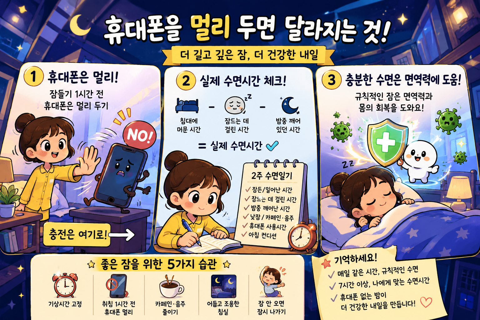 잠들기 전 휴대폰을 멀리 두면 달라지는 것｜수면시간 분석과 면역력의 관계